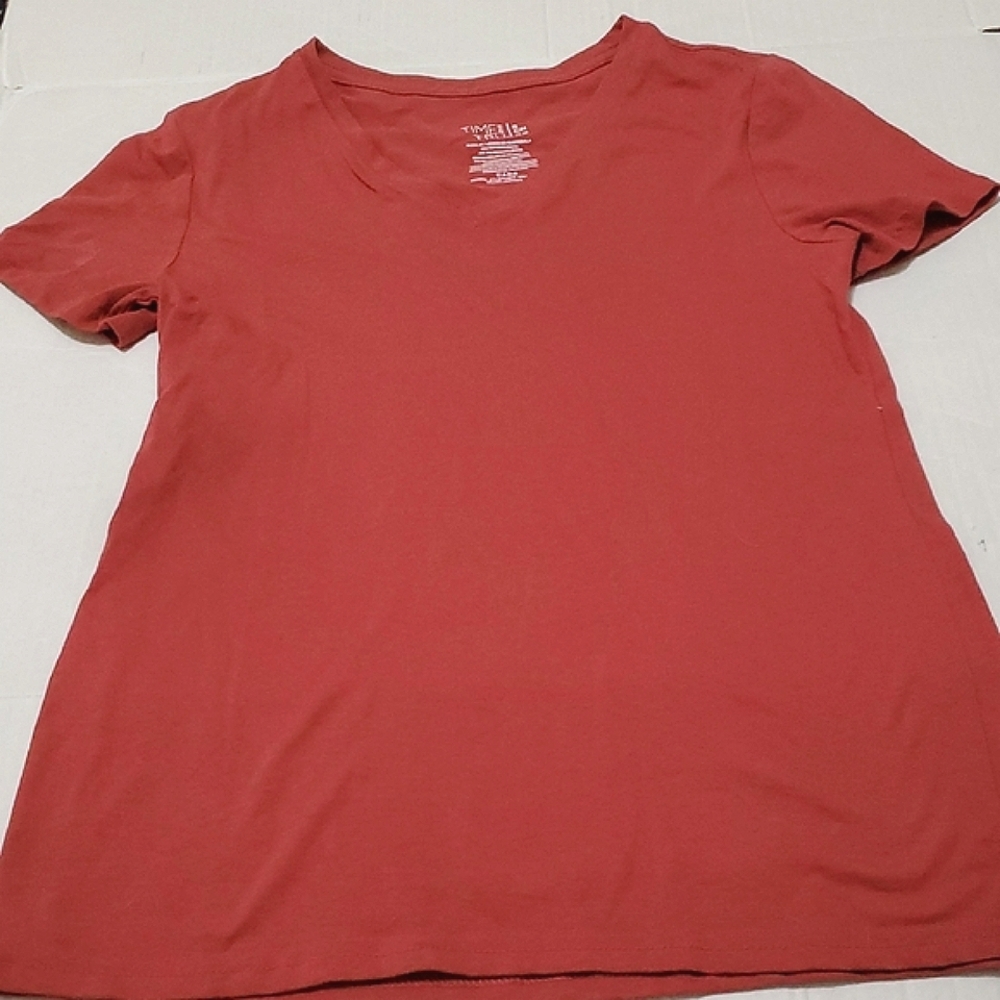 Brick Red Soft Cotton Short Sleeve Athleisure Lounging Tee S